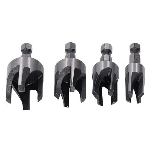 1/4-Zoll-Schaft-Steckerschneider, Verjüngter Steckerschneider-Set Kohlenstoffstahl, Hex-Schaftklauen-Schneidwerkzeug, 4 Größen 1/4in-5/8in für, Holzbohrer-Bit-Sets von Spacnana