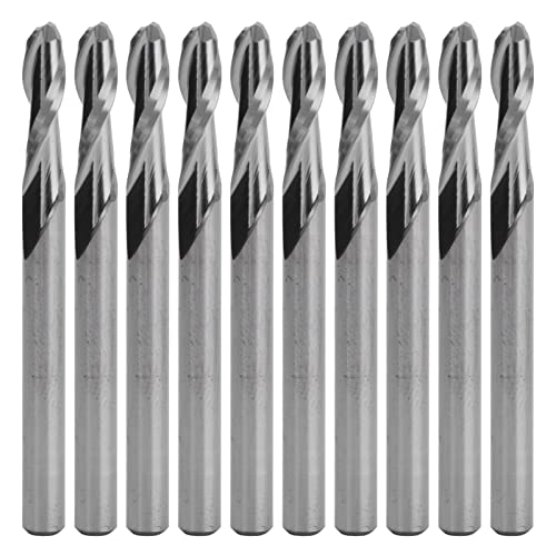 10 Pcs Wolfram -Stahlmühlenschneider 3,175 Mm Flachboden Spiralchipentfernung Stabile Bearbeitung, Geeignet Zum Schneiden der Gravur Geeignet (Doppelklinge) von Spacnana