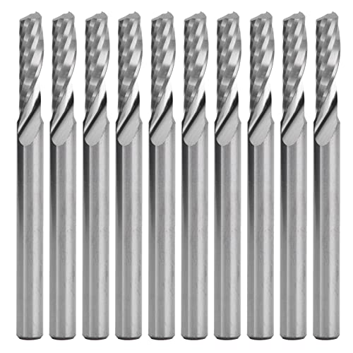 10 Pcs Wolfram -Stahlmühlenschneider 3,175 Mm Flachboden Spiralchipentfernung Stabile Bearbeitung, Geeignet Zum Schneiden der Gravur Geeignet (Einzelklinge) von Spacnana
