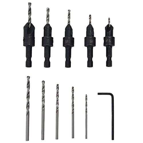 11pcs Metrische Countersink -Bohrer -Bits, Countersink -Bohrer -Bit mit Selbstreinigenden Bohrungen auf Chips, die für die Holzbearbeitung Verstellbar Sind von Spacnana