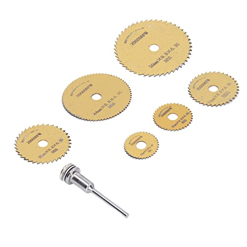 6 Stück HSS Circular Mini Saw Set mit Stange für Holz, PVC Hochgeschwindigkeitsstahlsäge, Tragbare Holzbearbeitungsklingen von Spacnana