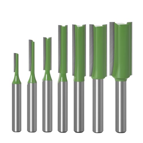 Bohrbits Slot -Router -Bit, 7pcs 6,35 Mm Schaftschlüsselloch Router Bit 3 4 5 6 8 10 12 Mm, Kohlenstoffstahl, Leicht und Tragbar, Perfekt für die Installation von Holztürspitzen, (GREEN #-1) von Spacnana