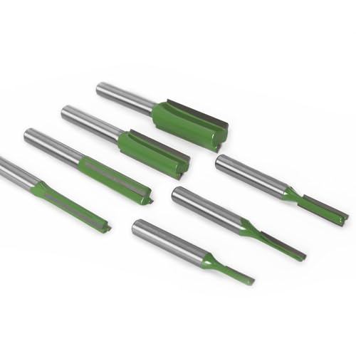 Bohrbits Slot -Router -Bit, 7pcs 6,35 Mm Schaftschlüsselloch Router Bit 3 4 5 6 8 10 12 Mm, Kohlenstoffstahl, Leicht und Tragbar, Perfekt für die Installation von Holztürspitzen, (GREEN #-2) von Spacnana