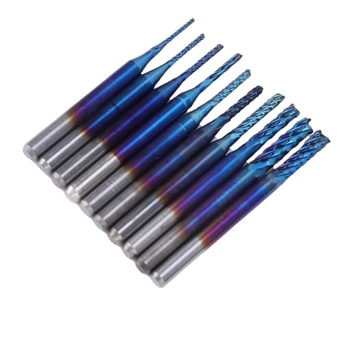 Spacnana 10pcs Carbid Blue Coat End Mill CNC-Router-Bits 0,8-3 Mm 1/8-Zoll-Schaft Zum Mahlen von Schnitzgraven-Schimmelplastikplastik von Spacnana