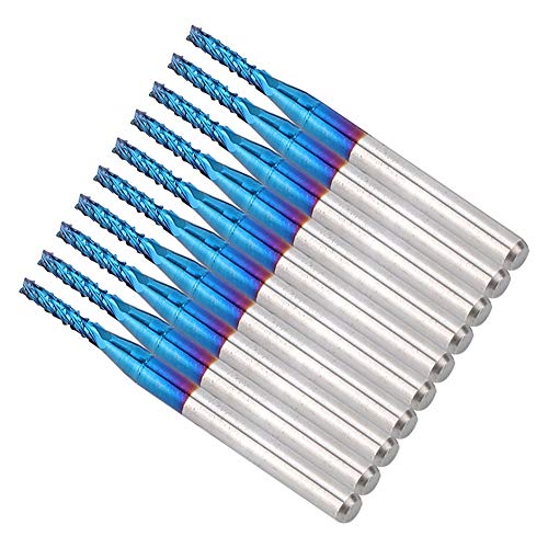 Spacnana 10pcs Carbid -Routerschneider -Gravur mit Blauem Maisschneiderende für CNC Leiterplattenmaschinenverarbeitung, Mahlen, Spiralrouter Bits (1,8 mm) von Spacnana