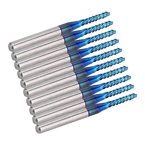 Spacnana 10pcs Carbid -Routerschneider -Gravur mit Blauem Maisschneiderende für CNC Leiterplattenmaschinenverarbeitung, Mahlen, Spiralrouter Bits (1.9MM) von Spacnana