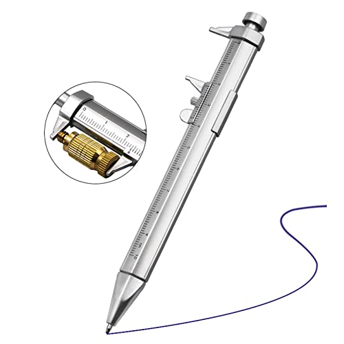 Spacnana 2 in 1 Multi-Werkzeug-Bremssattel-Stift, Plastic Vernier Container Kugelschreiber 0-100 Mm Lineal mit Nachfüllung, Zum Schreiben und Messen (blauer Kern) von Spacnana