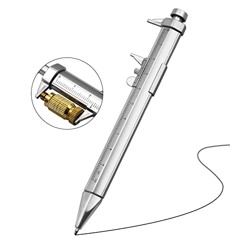 Spacnana 2 in 1 Multi-Werkzeug-Bremssattel-Stift, Plastic Vernier Container Kugelschreiber 0-100 Mm Lineal mit Nachfüllung, Zum Schreiben und Messen (schwarzer Kern) von Spacnana