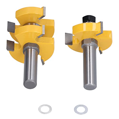 Spacnana 2pcs Zungenrille Router Bit T Form 3 Zähne 2 Lager 1/2in Shank Holzbearbeitung von Spacnana