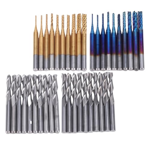 Spacnana 40pcs End Mills CNC -Router -Bits, 2 Flöte Flache Kopf- und Kugelnasen -Nano Blau & Ti -Beschichtung CNC -Maschine Schneidemutzwerkzeug Gravur Cutter für PCB CNC Kunststoff von Spacnana