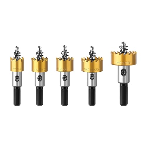 Spacnana 5pcs Carbidspitze HSS -Bohrer -Loch -Säge, Hochgeschwindigkeitsstahlschneiderbohrer mit Titanschicht für Metallkarme aus Metallstahl von Spacnana