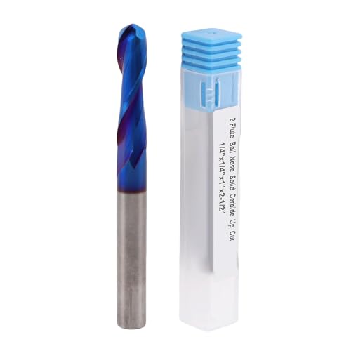Spacnana Carbid Ball Nase End Mill Ball Nasen Router Bit Spiral End Mill 1/4 Zoll Schaft 1/4 Zoll Schnittdurchmesser 1 Zoll Schneidlänge mit Nanoblau -Beschichtung für Holzplastik -CNC Spacnana Carbid Ball Nase End Mill Ball Nasen Router Bit Spiral End Mill 1/4 Zoll Schaft 1/4 Zoll Schnittdurchmesser 1 Zoll Schneidlänge mit Nanoblau -Beschichtung für Holzplastik -CNC von Spacnana