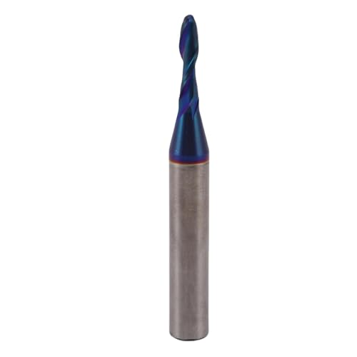 Spacnana Kugel Nasen Endmühle 2 Flötenkugel Kopfschneider 1/4 Zoll Schaft 1/8 -Zoll -Schneiddurchmesser 1/2 -Zoll -Schnittlänge Fester Carbid mit NACO -Blau -Beschichtung für CNC -Mahlen von Spacnana