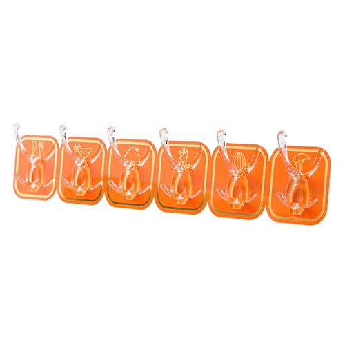 Spacnana Langer Streifenhaken Starker Klebstoff Plastik für Küchen Badezimmer Schrank Tür Wandhalterung für Handtücher Kleidung Aufbewahrung (ORANGE) von Spacnana