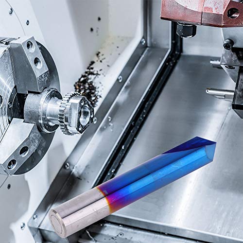 Spacnana Langlebige 90 -Grad -Schräger Router Bit 2 Flötenblau Wolframzemented Carbid Endmühle für die Präzisionsverarbeitung, Ideal für Abschrubgenauigkeitsteile (12 * 75L) von Spacnana
