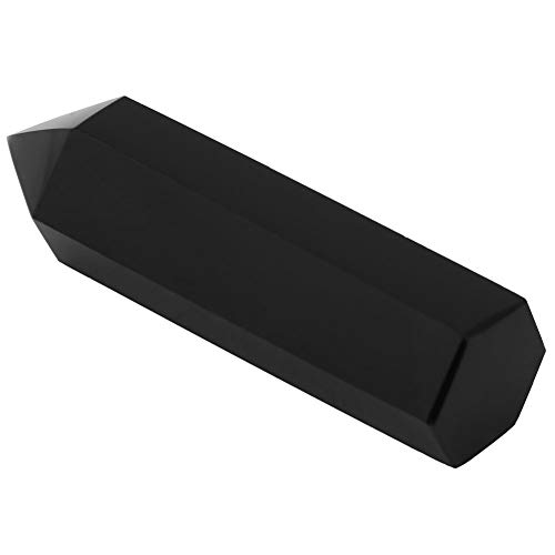Spacnana Obsidian Stein Sechseckiger Zauberstabpunkt für Heilung Geschenke Natürliche Schwarze Steinsäule für Schmuckherstellung oder Dekoration von Spacnana