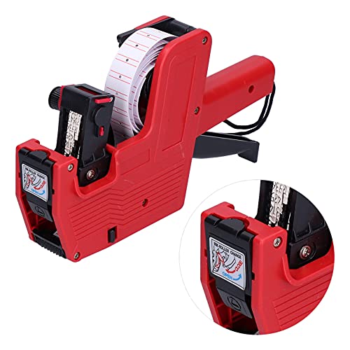 Spacnana Preisschild 8 Ziffern für den Einzelhandel Store - Einfach zu Verwendende Hardware -Codierungsmaschine mit 10pcs Aufkleber Etiketten und Tinte Rot, Weiß von Spacnana