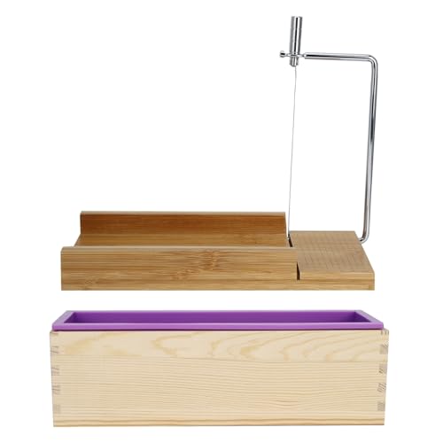 Spacnana Seifenleuchte Brot Hersteller Schimmelpilze Kreative Küchenversorgung für DIY -Enthusiasten Holz Lila Wiederverwendbare Seifenschneider (Setzen Sie vier (Bambus und Holz flach + 1200) von Spacnana