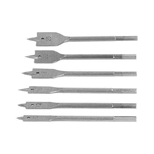 Spacnana Spatenbohrbit Set Effizienter Holzbearbeitungslochöffner für Schränke, Tische 6pcs Hoher Kohlenstoffstahl (SILVER) von Spacnana