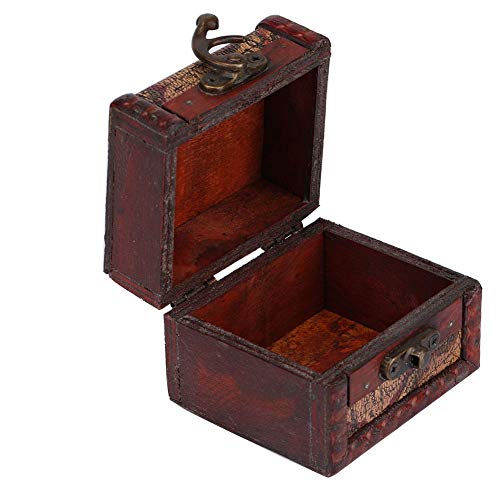Spacnana Vintage -Holzschmuckschachtel Exquisite Map Muster Display Hülle für Schmuck- und Kopfhörerdraht, Handgefertigte Dekorative Schachtel für Home Schreibtisch und Bürostisch von Spacnana