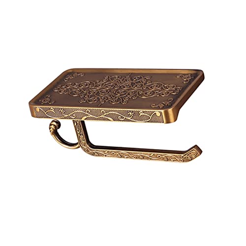 Spacnana Vintage Hygienic Handtuchunterstützung mit Einem Telefonregal - Schwarzer Badezimmerständer - Glattes Hoek, Aluminium Open Achs Design (GOLD) von Spacnana