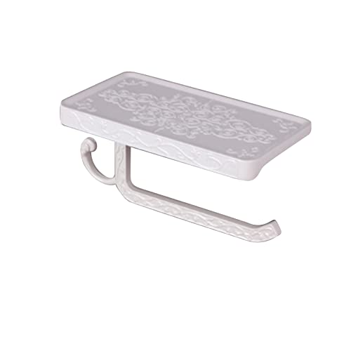 Spacnana Vintage Hygienic Handtuchunterstützung mit Einem Telefonregal - Schwarzer Badezimmerständer - Glattes Hoek, Aluminium Open Achs Design (WHITE) von Spacnana