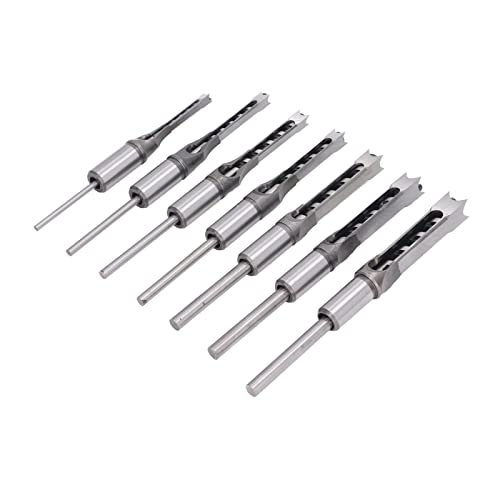Square Woodworking -Bohrer mit Hochgeschwindigkeitsstahl, 7pcs Countersink Mortising -Meißelbits für MDF, Kiefer, Basswood, Einschließlich 1/4 Zoll bis 5/8 Zoll Größen von Spacnana