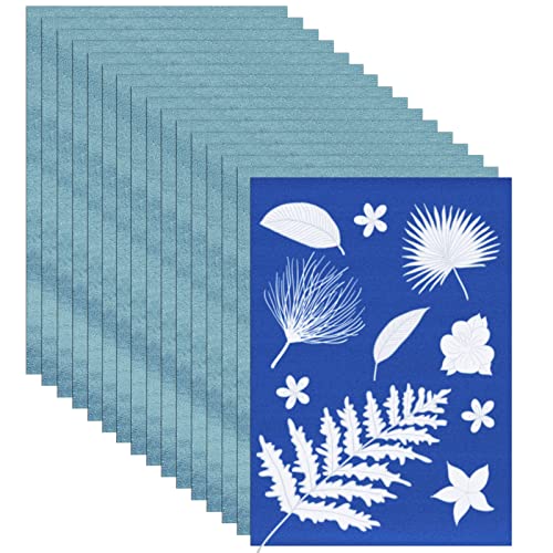 32 Blatt Sonnendruckpapier Cyanotyp-Papier A4 A5 Solar-Zeichenpapier Empfindlichkeit Natur Druckpapier für Kinder Erwachsene Kunst Handwerk DIY Projekt (weiß, 8,3 x 11,7 Zoll) von Spakon