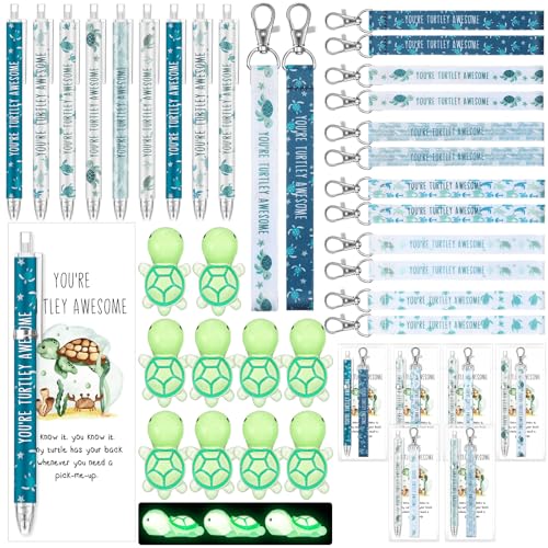 Spakon 72-teiliges Schildkrötenstift-Geschenk-Set mit Schlüsselband für Meeresschildkröte, inspirierende Schlüsselanhänger, niedlicher Schildkröten-Kugelschreiber, Kunstharz, "You are Awesome"-Karten, Spakon 72-teiliges Schildkrötenstift-Geschenk-Set mit Schlüsselband für Meeresschildkröte, inspirierende Schlüsselanhänger, niedlicher Schildkröten-Kugelschreiber, Kunstharz, "You are Awesome"-Karten, von Spakon