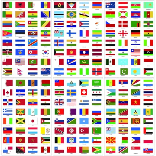 Spakon 960 Stück mehrfarbige Flaggenaufkleber (192 Stile) für Schule, Tagebuch, Sammelalbum, Planer – Papier, wasserdicht, selbstklebend, unregelmäßig, für den Innenbereich, Einmalgebrauch von Spakon