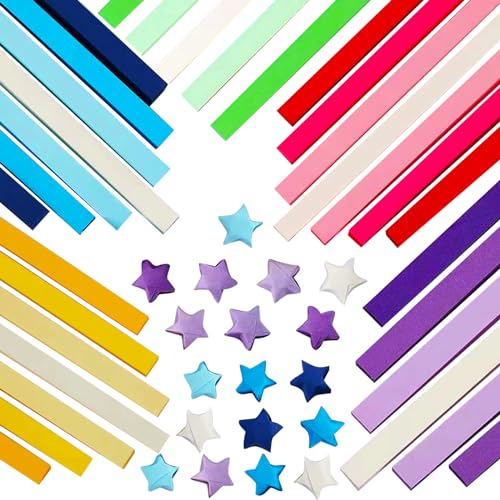 Origami-Stern-Papierstreifen, doppelseitig, Kunstpapier, 16 Farben, DIY Glücksstern, Faltpapier zum Basteln, Schule, Unterricht, 2700 Blatt von Spann