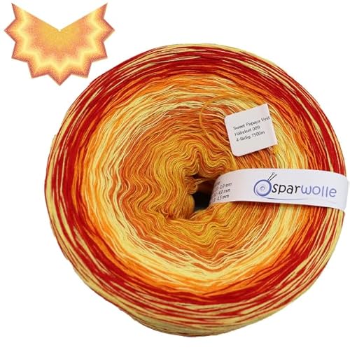 Bobbel Farbverlaufsgarn Sweet Papaya Häkelweste Set, 4-fädig, 1500m Garn, Regenbogen-Farbverlauf, mit Häkelanleitung (SP009) von SparWolle
