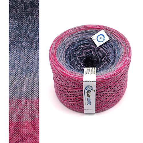 SparWolle Ombré Garn, 4-fädig, 1.000 Meter, 267g, Baumwollmischung, 3,25 mm (US size D), zum Stricken und Häkeln (Rhodonit - 235) von SparWolle