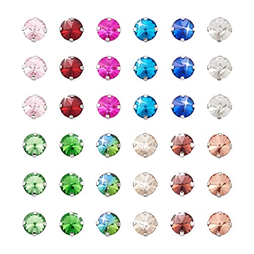 180 Stück Strasssteine zum Aufnähen für Kleider, 12 Farben, flache Rückseite, Nähklaue, Glaskristall, Edelsteine für Stickerei, Kostüme, Nägel, Gürtel, Schmuck, Hochzeitsschuhe, Dekoration von Sparkeads