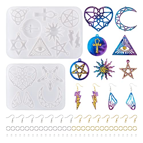 2 Stück Silikonformen für himmlische Ohrringe, Stern, Mond, Sonne, Herz, Anhänger, Harzgussformen für Frauen, DIY, Epoxidharz, Handwerk, Schmuckherstellung von Sparkeads