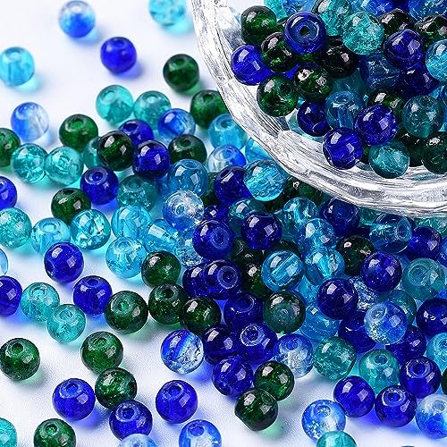 400 Stück 4 mm Crackle Glaskristall Perlen für Schmuckherstellung Handwerk Perlen Abstandshalter Kristalle zufällige Mischung Farbe für Armbänder Ohrringe Halsketten von Sparkeads