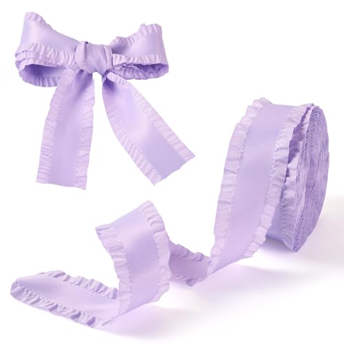 Sparkeads 1 Rolle lila Polyester Rüschenband 4,8 cm x 9,1 m Rüschenband dünnes Band zum Verpacken, Basteln, Geschenk, Urlaub, Party, Kleidung, Heimwerkerbedarf, Dekorationen von Sparkeads
