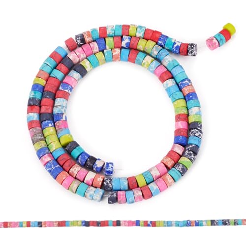 Sparkeads 1 Strang 4 mm Jaspis-Stein-Perlen, mattierte Säulen-Edelsteinperle, türkisfarbene Scheibe, Heishi, lose Abstandshalter, Perlen für DIY-Halsketten, Ohrringe, Armbänder, Schmuckherstellung Sparkeads 1 Strang 4 mm Jaspis-Stein-Perlen, mattierte Säulen-Edelsteinperle, türkisfarbene Scheibe, Heishi, lose Abstandshalter, Perlen für DIY-Halsketten, Ohrringe, Armbänder, Schmuckherstellung von Sparkeads