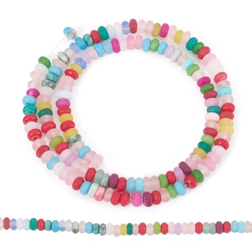 Sparkeads 1 Strang Natursteinperlen, 4 x 2 mm, mattierte Rondelle-Edelsteinperlen, lose Abstandshalter-Perle für selbstgemachte Halsketten, Ohrringe, Armbänder, Schmuckherstellung von Sparkeads