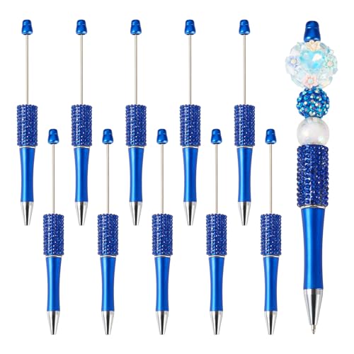 Sparkeads 10 Stück 145 x 14 mm Kugelschreiber, Kunststoff, Perlenstifte, schwarze Tinte für DIY, personalisierte Stiftdekoration, Büro, Schulbedarf, Blau von Sparkeads