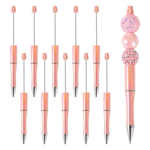 Sparkeads 10 Stück Kugelschreiber aus Kunststoff, Perlenstift, schwarze Tinte, für Bastelarbeiten, personalisierte Stiftdekoration, Büro, Schulbedarf, PeachPuff von Sparkeads