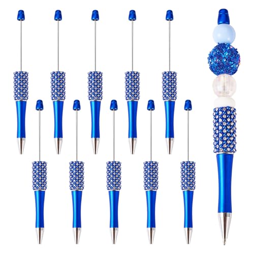 Sparkeads 10 Stück Kunststoff-Kugelschreiber mit Strass, schwarze Tinte, Tintenroller für Stifte, Dekoration, Büro, Schulbedarf, Blau von Sparkeads