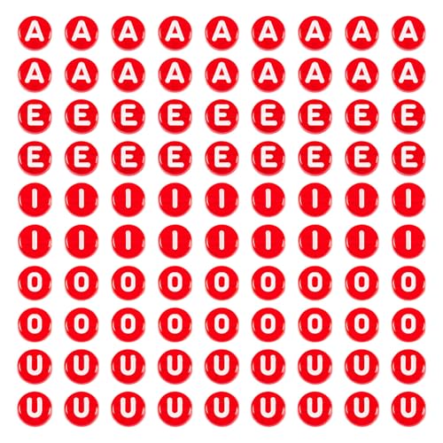 Sparkeads 100 Stück flache runde Acrylperlen mit Vokalbuchstaben 7 mm A E I O U Initiale Alphabet transparente lose Kunststoffperlen für DIY Schmuckherstellung, Rot Sparkeads 100 Stück flache runde Acrylperlen mit Vokalbuchstaben 7 mm A E I O U Initiale Alphabet transparente lose Kunststoffperlen für DIY Schmuckherstellung, Rot von Sparkeads