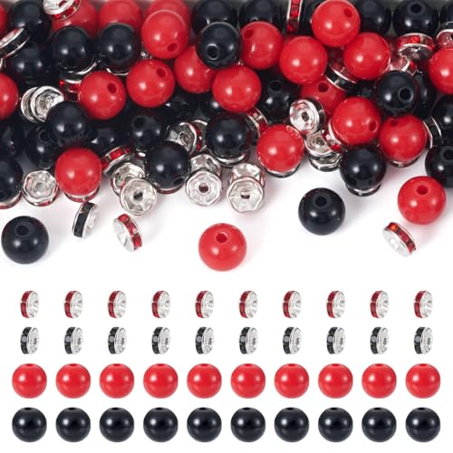 Sparkeads 100 Stück undurchsichtige, runde Acryl-Perlen mit 40 Stück Eisen-Strass-Abstandshalter, Kaugummi-Kugelperlen, glitzernde Kristalle, lose Perlen für Armbänder, Halsketten, Ohrringe Sparkeads 100 Stück undurchsichtige, runde Acryl-Perlen mit 40 Stück Eisen-Strass-Abstandshalter, Kaugummi-Kugelperlen, glitzernde Kristalle, lose Perlen für Armbänder, Halsketten, Ohrringe von Sparkeads