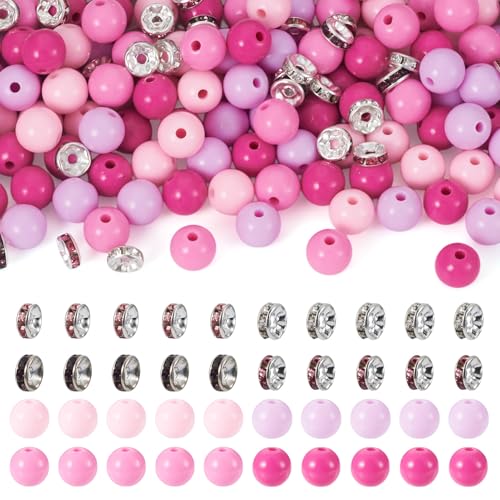 Sparkeads 100 Stück undurchsichtige runde Acryl-Perlen mit 40 Stück Glas-Strass-Abstandshalter, verschiedene Kaugummi-Kugelperlen, glitzernde Kristall-Abstandshalter für Armbänder, Halsketten Sparkeads 100 Stück undurchsichtige runde Acryl-Perlen mit 40 Stück Glas-Strass-Abstandshalter, verschiedene Kaugummi-Kugelperlen, glitzernde Kristall-Abstandshalter für Armbänder, Halsketten von Sparkeads