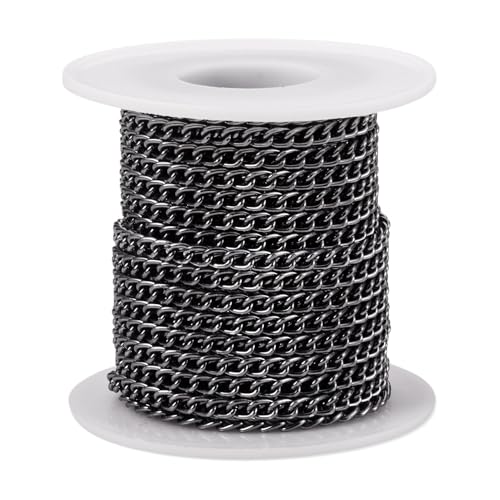 Sparkeads 100 cm große, schwarze, ungeschweißte Aluminium-Panzerkettenrolle, Oxidation, kubanische Gliederketten, dicke gedrehte Kettenglieder, Metall-Bastelketten, Panzerkettenspule für Armband Sparkeads 100 cm große, schwarze, ungeschweißte Aluminium-Panzerkettenrolle, Oxidation, kubanische Gliederketten, dicke gedrehte Kettenglieder, Metall-Bastelketten, Panzerkettenspule für Armband von Sparkeads