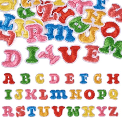 Sparkeads 104 Stück Buchstaben A-Z Aufnäher Alphabet A bis Z zum Aufbügeln Stoff Patch Alphabet Stickerei Patch für Kleidung Kleid Hut Kunst Handwerk von Sparkeads