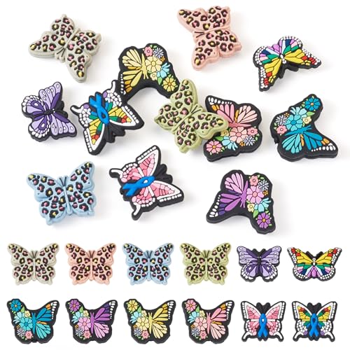 Sparkeads 12 Stück Schmetterlings-Perlen, Insekten-Silikon-Abstandshalter, 20–30 mm, fliegende Tiere, Gummiperlen, Großpackung für Schmuckherstellung, Armband, Perlen, Stift, Schlüsselanhänger, von Sparkeads