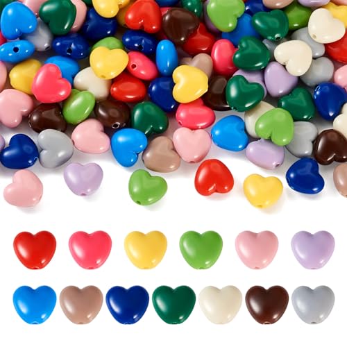 Sparkeads 130 Stück undurchsichtige Acrylperlen in Herzform für Armbänder, bunte lose Perlen mit kleinen Löchern für Schmuckherstellung, DIY, Ohrringe, Halsketten, Valentinstag Sparkeads 130 Stück undurchsichtige Acrylperlen in Herzform für Armbänder, bunte lose Perlen mit kleinen Löchern für Schmuckherstellung, DIY, Ohrringe, Halsketten, Valentinstag von Sparkeads