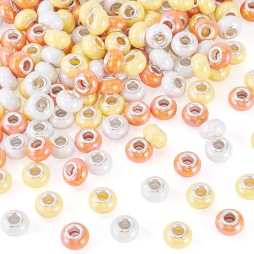 Sparkeads 150 Stück europäische Harz-Perlen, Rondelle, großes Loch, Abstandshalter, lose Abstandshalter, Perlen mit Messingkern für Armband, Halskette, Ohrringe, DIY, Schmuck, Basteln Sparkeads 150 Stück europäische Harz-Perlen, Rondelle, großes Loch, Abstandshalter, lose Abstandshalter, Perlen mit Messingkern für Armband, Halskette, Ohrringe, DIY, Schmuck, Basteln von Sparkeads